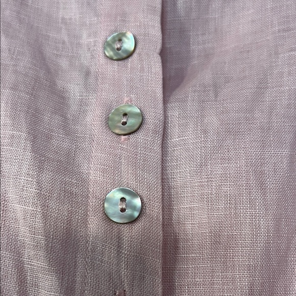 100% linen Pink Women's Button-Down Shirt - Picture 3 of 5